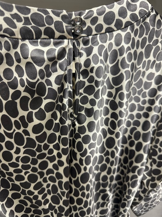 Vertigo Paris Black and White Polka Dot Satin Blouse with Tie Detail - Picture 7 of 7